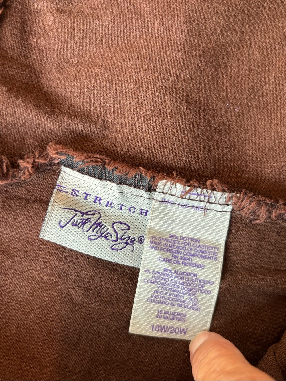 Just My Size Stretch Corduroy Pull-On Pants Brown Women’s 18W/20W Cotton - Picture 3 of 6